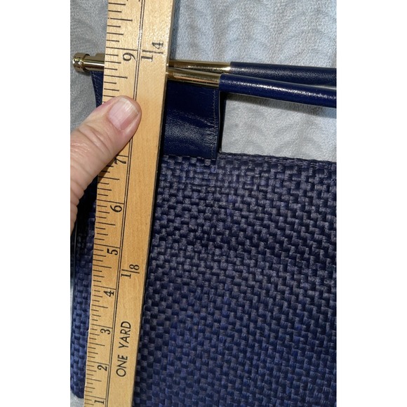 Vtg Susan Gail Clutch Purse Women's Blue Gold Zipper Mirror MCM 1950s - Picture 11 of 11